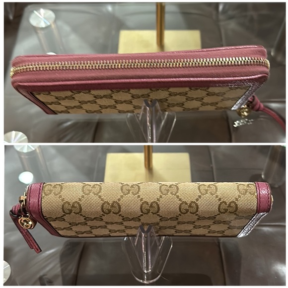 🔥Authentic Gucci GG Canvas Zip Wallet w/Pink Leather Trim, BEAUTIFUL! VGUC🔥 - Picture 12 of 15